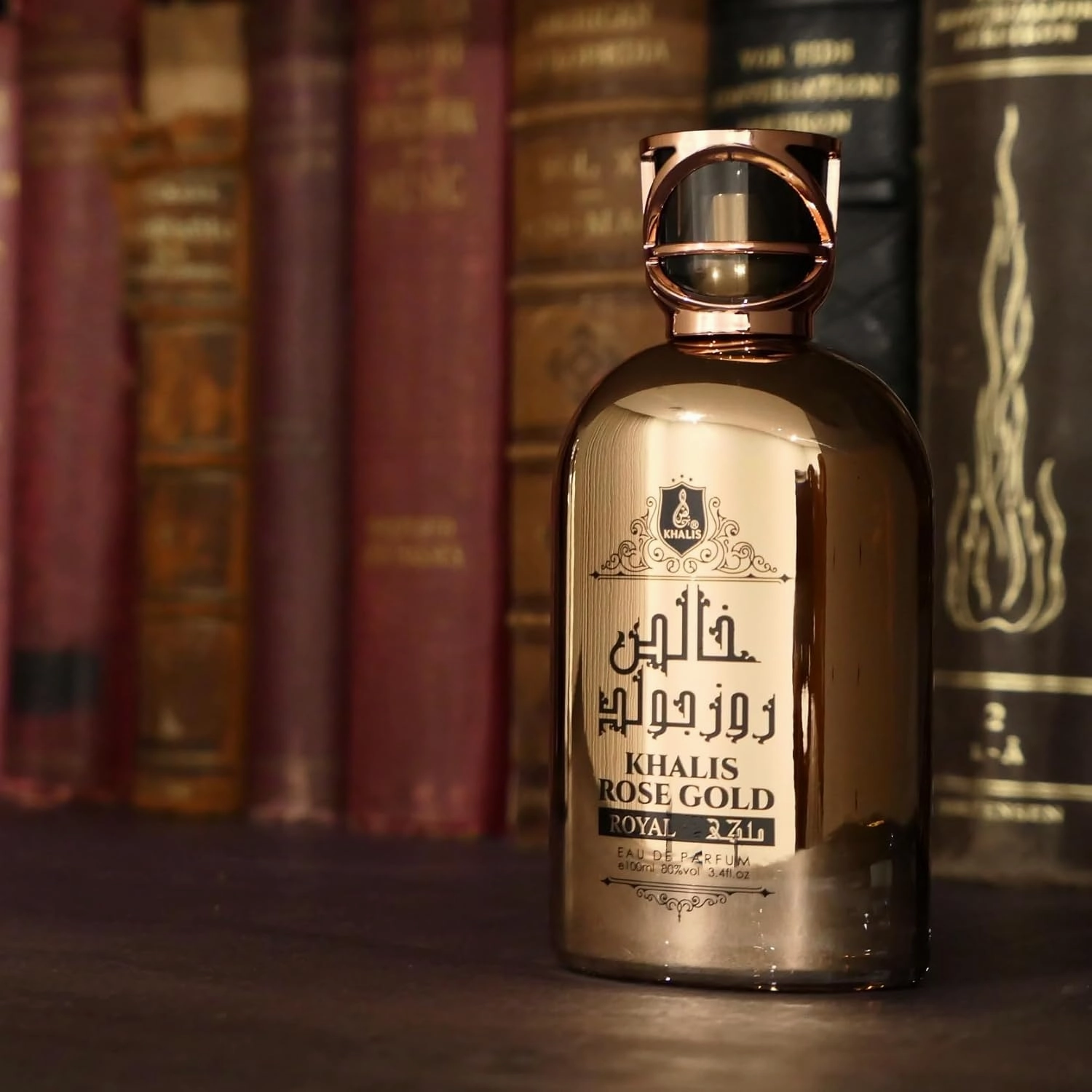 Khalis Rose Gold Royal Eau de Parfum 3.4 oz - Oriental Leather Perfume with Juniper Berries Leather Mint Tonka Beans Birch and Amber loved for its long lasting trail and compliment catching aroma
