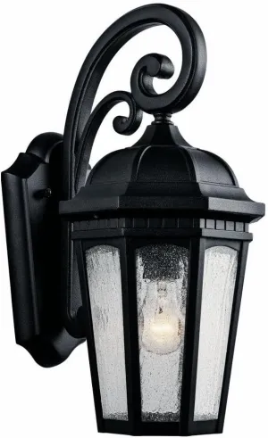 Kichler Courtyard 17.75" 1 Light Outdoor Wall Light with Clear Seeded Glass in Textured Black