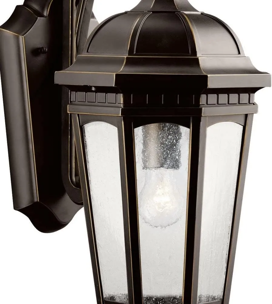 Kichler Courtyard 17.75" 1 Light Outdoor Wall Light with Clear Seeded Glass in Textured Black