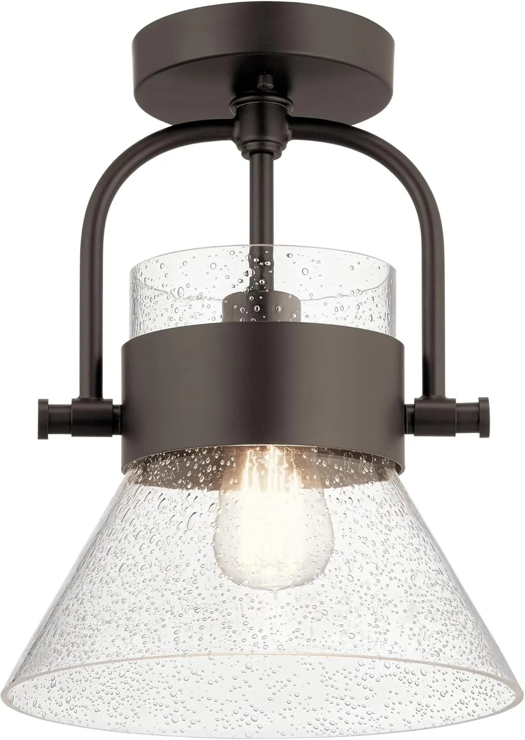 KICHLER Lighting Aldean Ceiling Light in an Old Bronze Finish with Clear Seeded Glass Shade for Living Areas Halls and Bedrooms, 38224