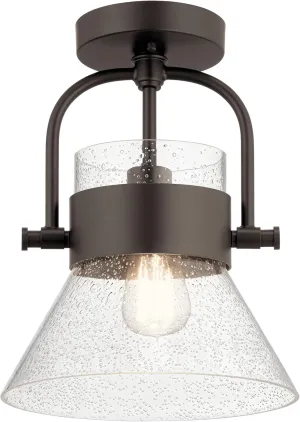 KICHLER Lighting Aldean Ceiling Light in an Old Bronze Finish with Clear Seeded Glass Shade for Living Areas Halls and Bedrooms, 38224