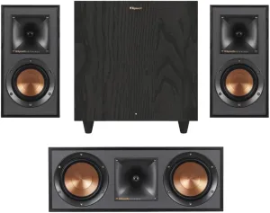 Klipsch Home Theater Bundle: R-41M Bookshelf Speakers, R-80SWi Wireless Subwoofer, R-52C Center Channel Speaker - Powerful 3.1 System