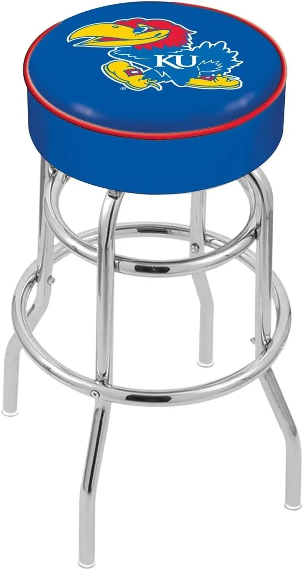 L7C1 Kansas 25" Double-Ring Swivel Counter Stool with Chrome Finish
