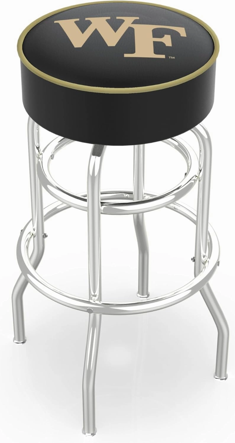 L7C1 Wake Forest 25" Double-Ring Swivel Counter Stool with Chrome Finish