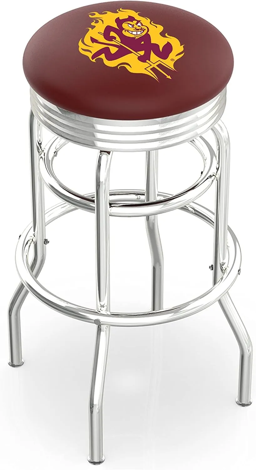 L7C3C Arizona State (Sparky) 25" Double-Ring Swivel Counter Stool with Chrome Finish
