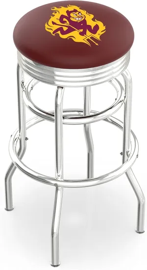 L7C3C Arizona State (Sparky) 25" Double-Ring Swivel Counter Stool with Chrome Finish