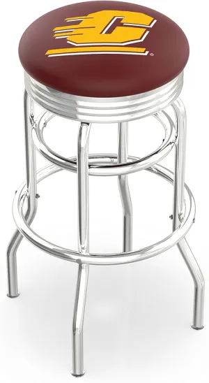 L7C3C Central Michigan 25" Double-Ring Swivel Counter Stool with Chrome Finish