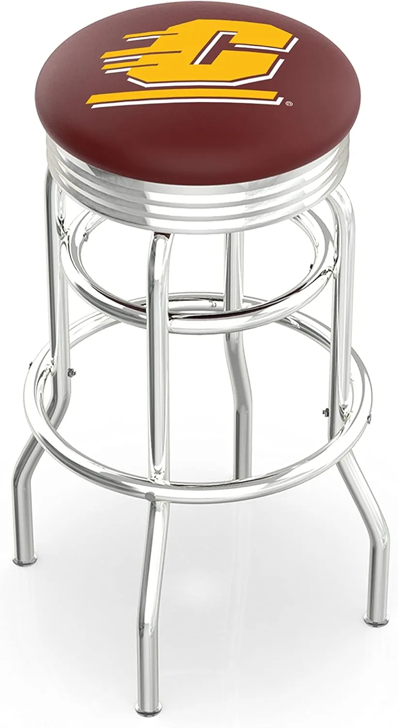 L7C3C Central Michigan 25" Double-Ring Swivel Counter Stool with Chrome Finish