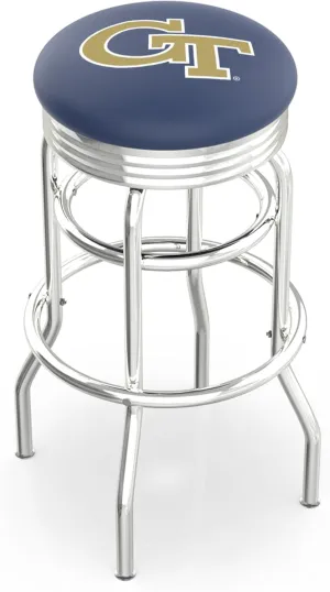 L7C3C Georgia Tech 25" Double-Ring Swivel Counter Stool with Chrome Finish