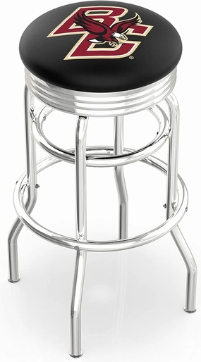 L7C3C Boston College 25" Double-Ring Swivel Counter Stool with Chrome Finish