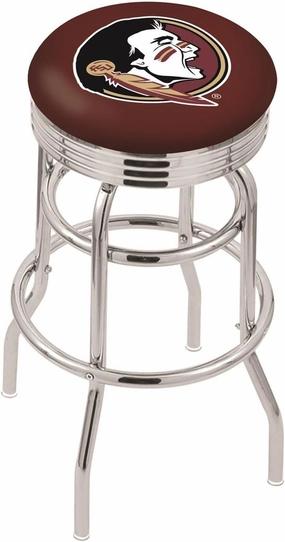 L7C3C Florida State (Head) 25" Double-Ring Swivel Counter Stool with Chrome Finish