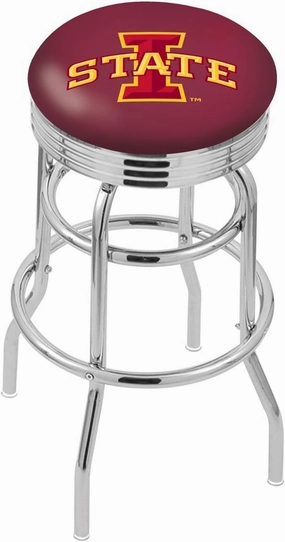 L7C3C Iowa State 25" Double-Ring Swivel Counter Stool with Chrome Finish