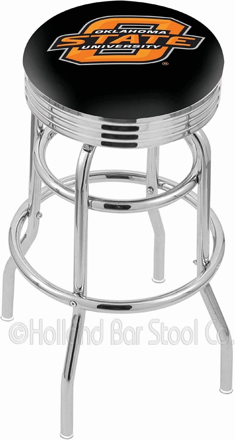 L7C3C Oklahoma State 25" Double-Ring Swivel Counter Stool with Chrome Finish