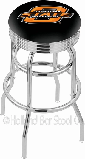 L7C3C Oklahoma State 25" Double-Ring Swivel Counter Stool with Chrome Finish
