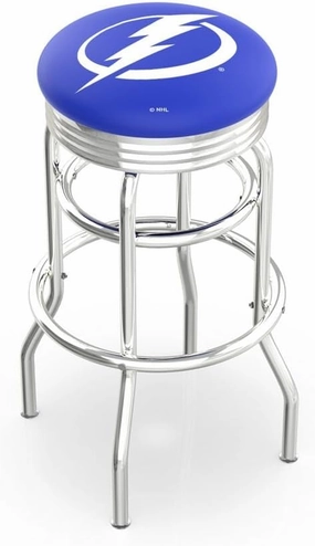 L7C3C Tampa Bay Lightning 25" Double-Ring Swivel Counter Stool with Chrome Finish