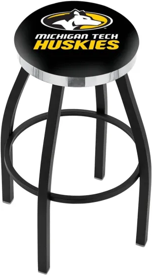 L8B2C Michigan Tech 36" Swivel Bar Stool with a Black Wrinkle and Chrome Finish