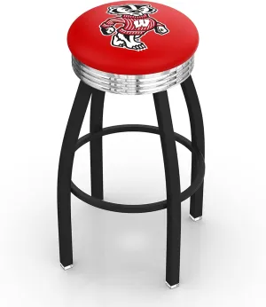 L8B3C Wisconsin Badger 25" Swivel Counter Stool with a Black Wrinkle and Chrome Finish