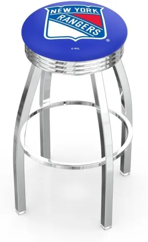 L8C3C New York Rangers 25" Swivel Counter Stool with Chrome Finish