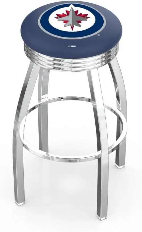 L8C3C Winnipeg Jets 30" Swivel Bar Stool with Chrome Finish