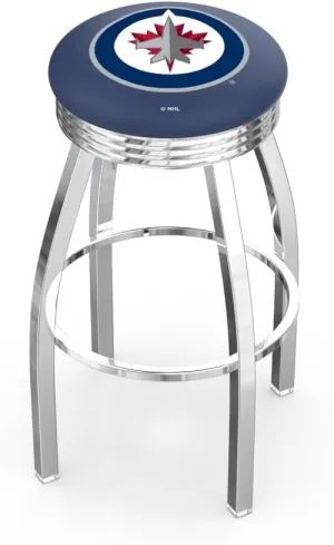 L8C3C Winnipeg Jets 30" Swivel Bar Stool with Chrome Finish