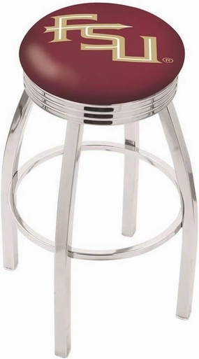 L8C3C Florida State (Script) 25" Swivel Counter Stool with Chrome Finish