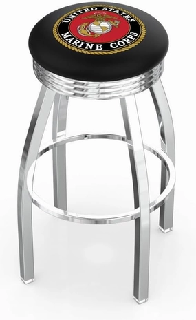 L8C3C U.S. Marines 30" Swivel Bar Stool with Chrome Finish