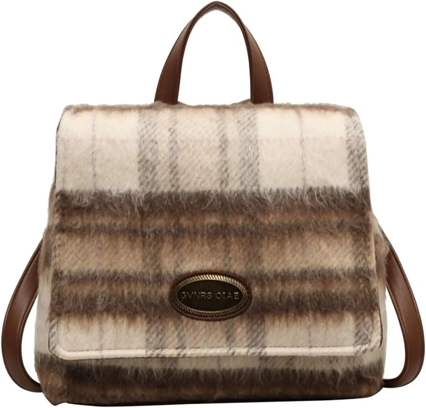 Ladies contrast plaid woolen bag shoulder bag