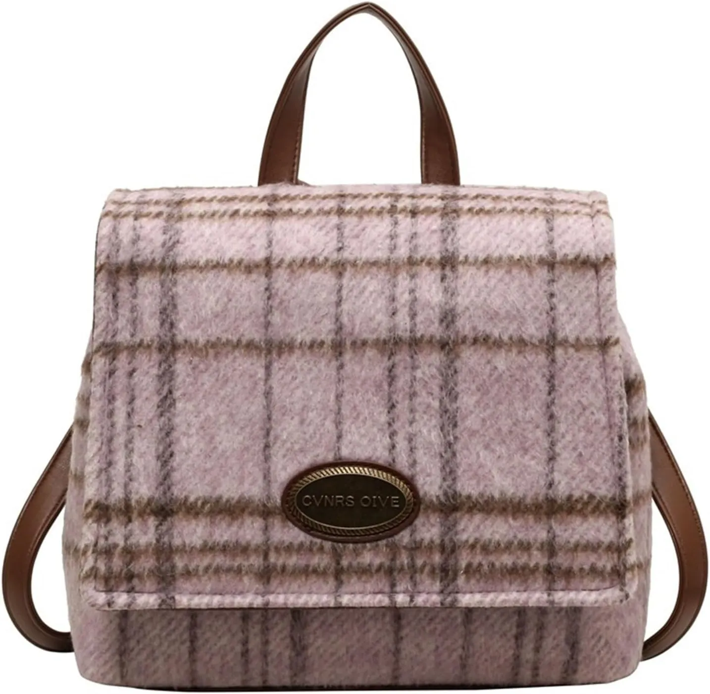 Ladies contrast plaid woolen bag shoulder bag