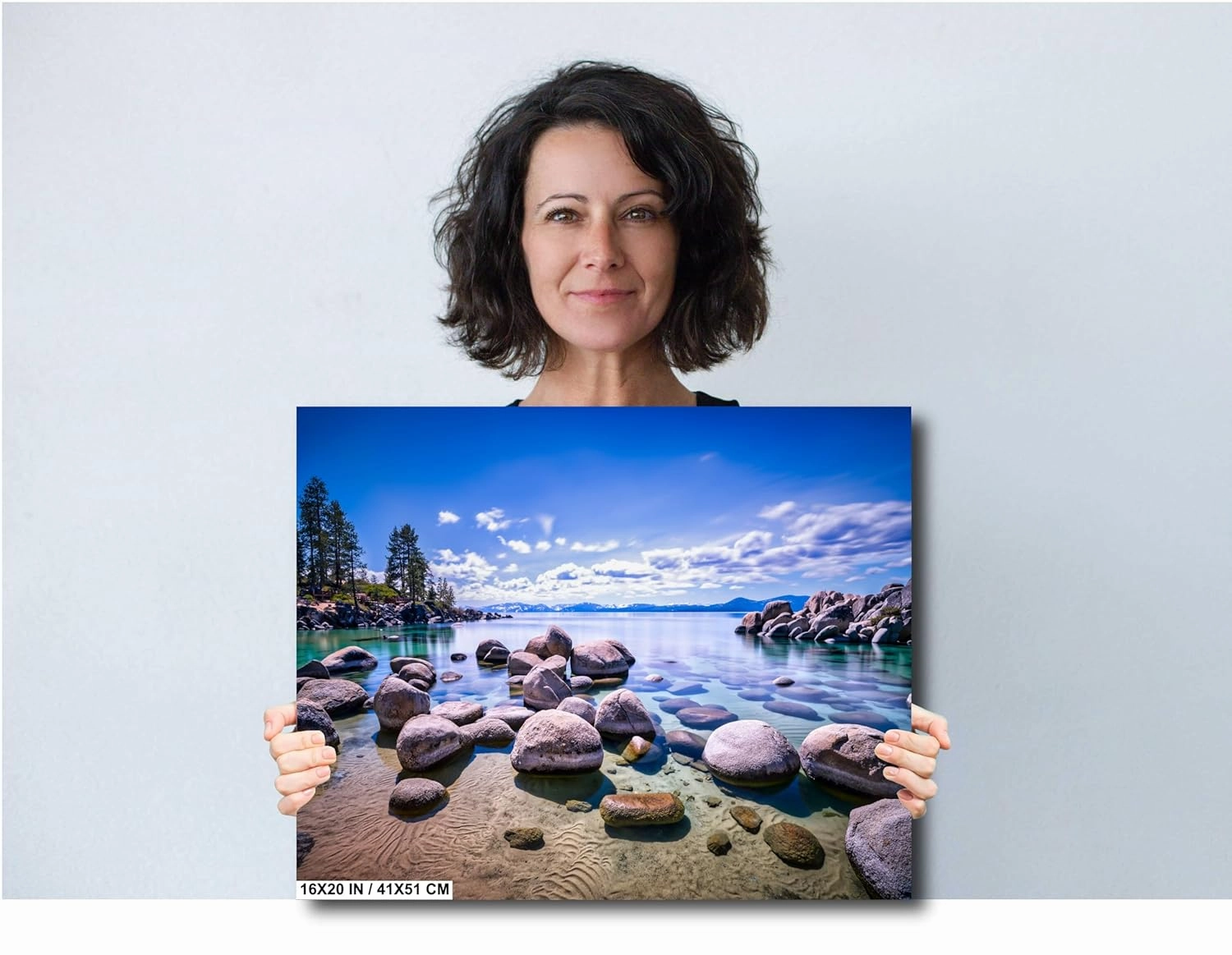 Lake Tahoe Wall Art – Sand Harbor Rocks Photography Print on Photo Paper or Ready to Hang Canvas – Scenic Nevada Lake Decor for Home or Cabin (Photo Paper, 16x20 Inches)