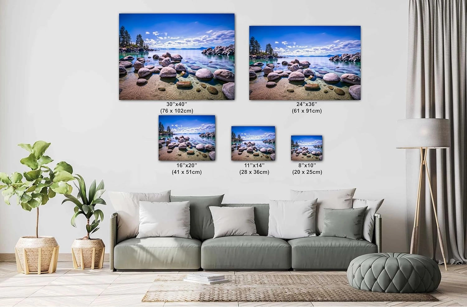 Lake Tahoe Wall Art – Sand Harbor Rocks Photography Print on Photo Paper or Ready to Hang Canvas – Scenic Nevada Lake Decor for Home or Cabin (Photo Paper, 16x20 Inches)