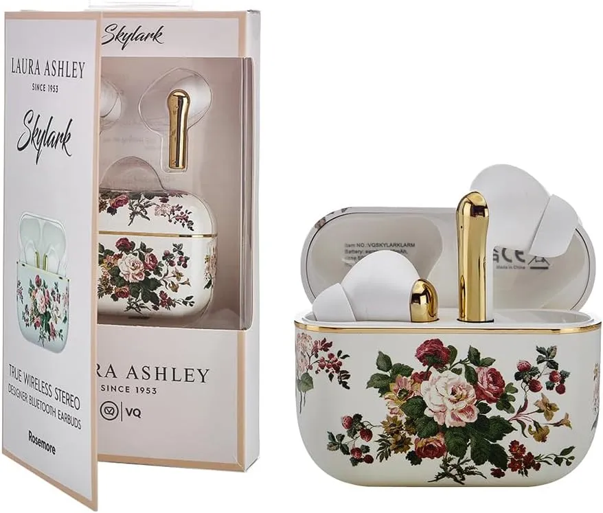 Laura Ashley Skylark True Wireless Earbuds for iPhone & Android - (ENC) Enhanced Noise Cancelling Bluetooth Earbuds with Mic - Up to 45 Hours Battery Life 5.4 Bluetooth Ear Buds - in Ear Headphones