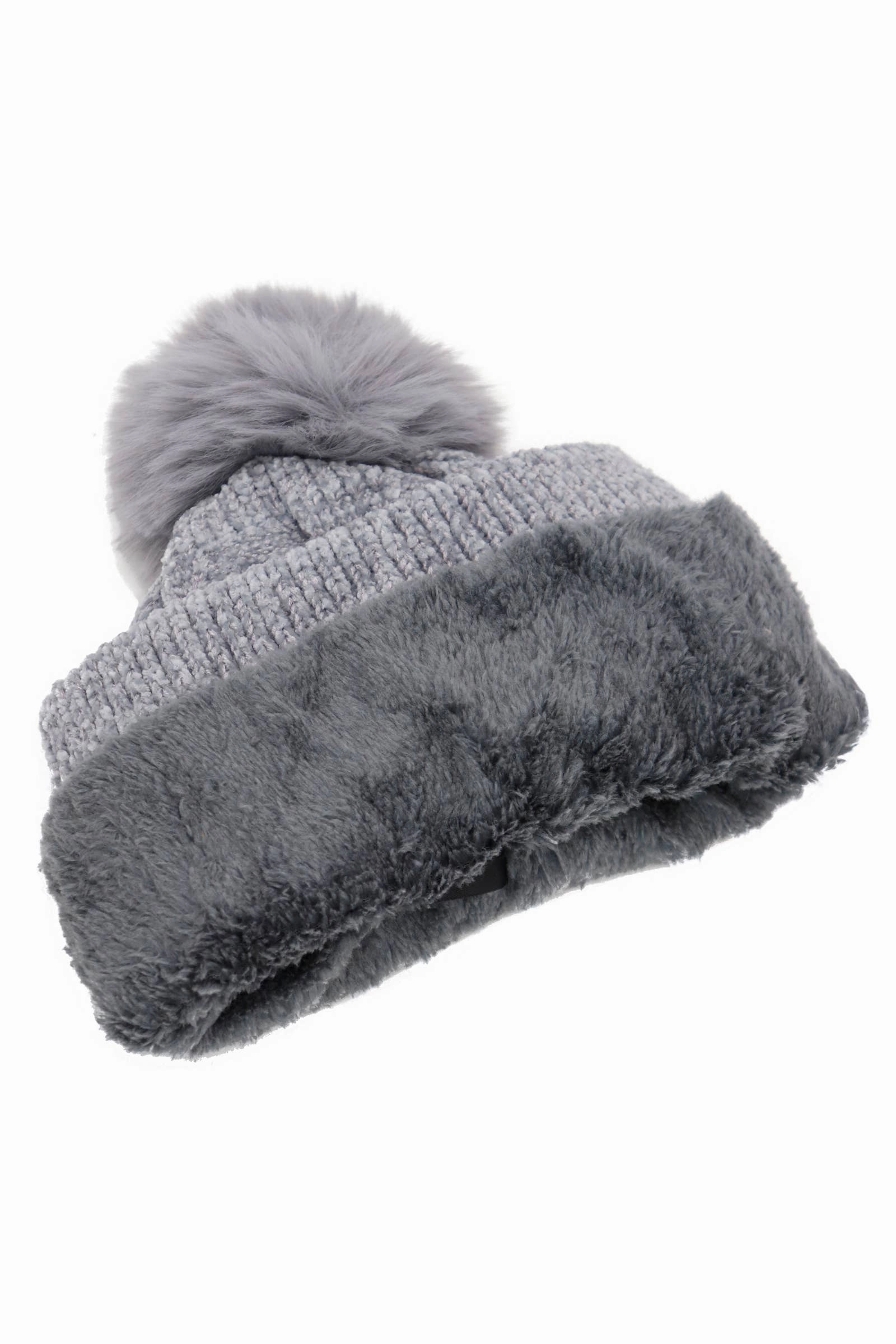 Leaf Knitted Velvety Chenille Fleece Lined Beanie