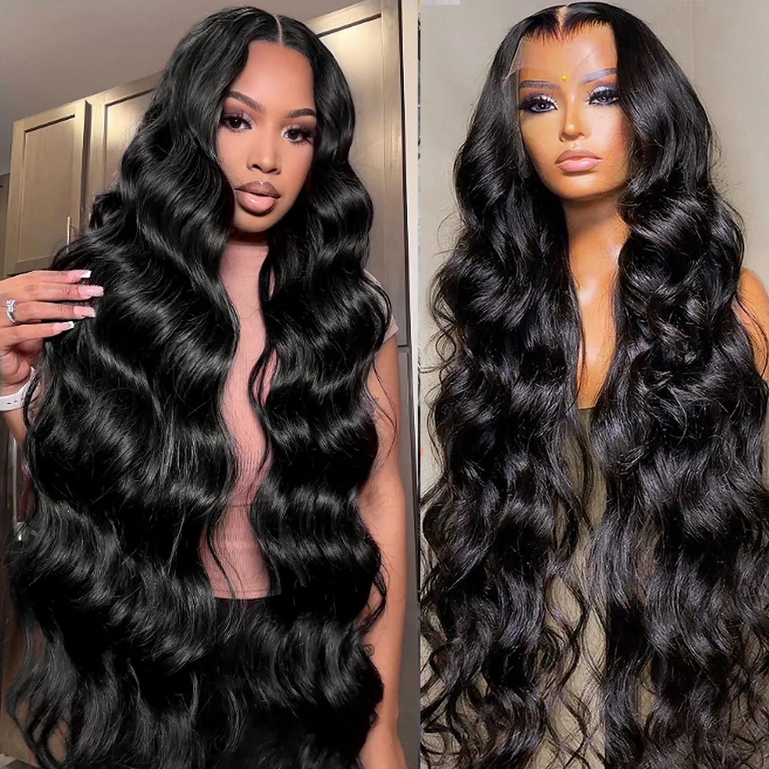 Lemoda 210% density Body Wave Wig 13x6 HD Lace Front Wigs Human Hair 15A Brazilian 100% Human Hair Pre Plucked 30 Inch Body Wave Lace Front Wigs Human Hair for Women Natural Hairline Thick Wig