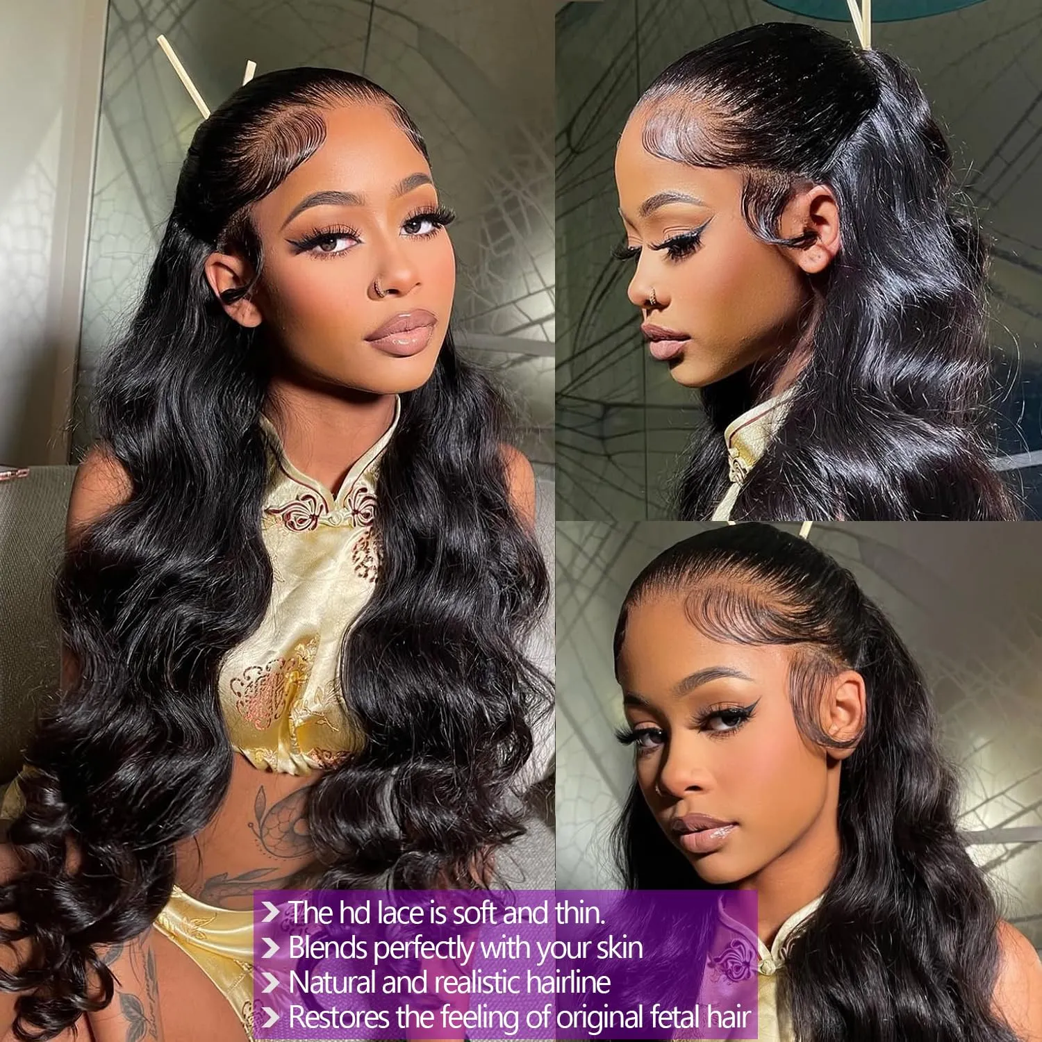 Lemoda 210% density Body Wave Wig 13x6 HD Lace Front Wigs Human Hair 15A Brazilian 100% Human Hair Pre Plucked 30 Inch Body Wave Lace Front Wigs Human Hair for Women Natural Hairline Thick Wig