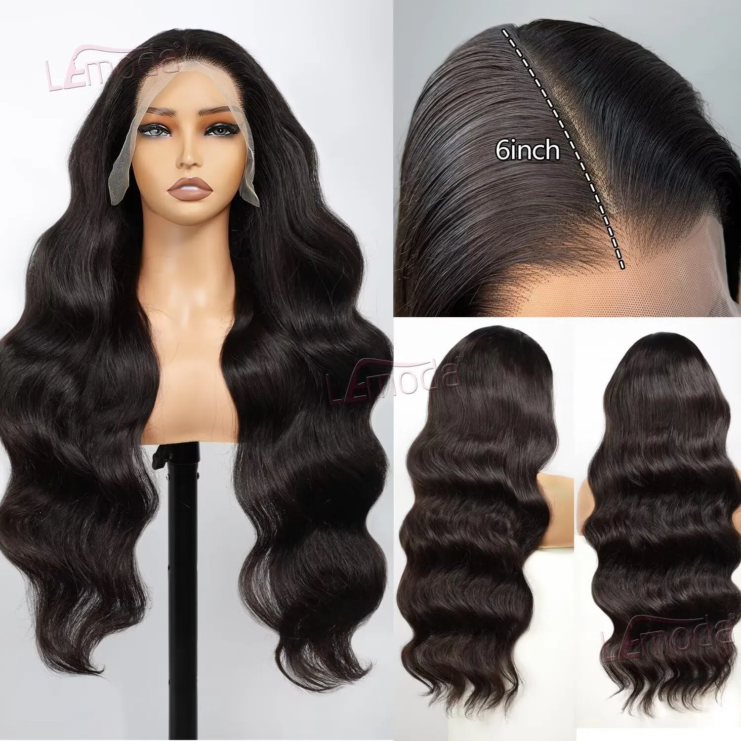 Lemoda 210% density Body Wave Wig 13x6 HD Lace Front Wigs Human Hair 15A Brazilian 100% Human Hair Pre Plucked 30 Inch Body Wave Lace Front Wigs Human Hair for Women Natural Hairline Thick Wig