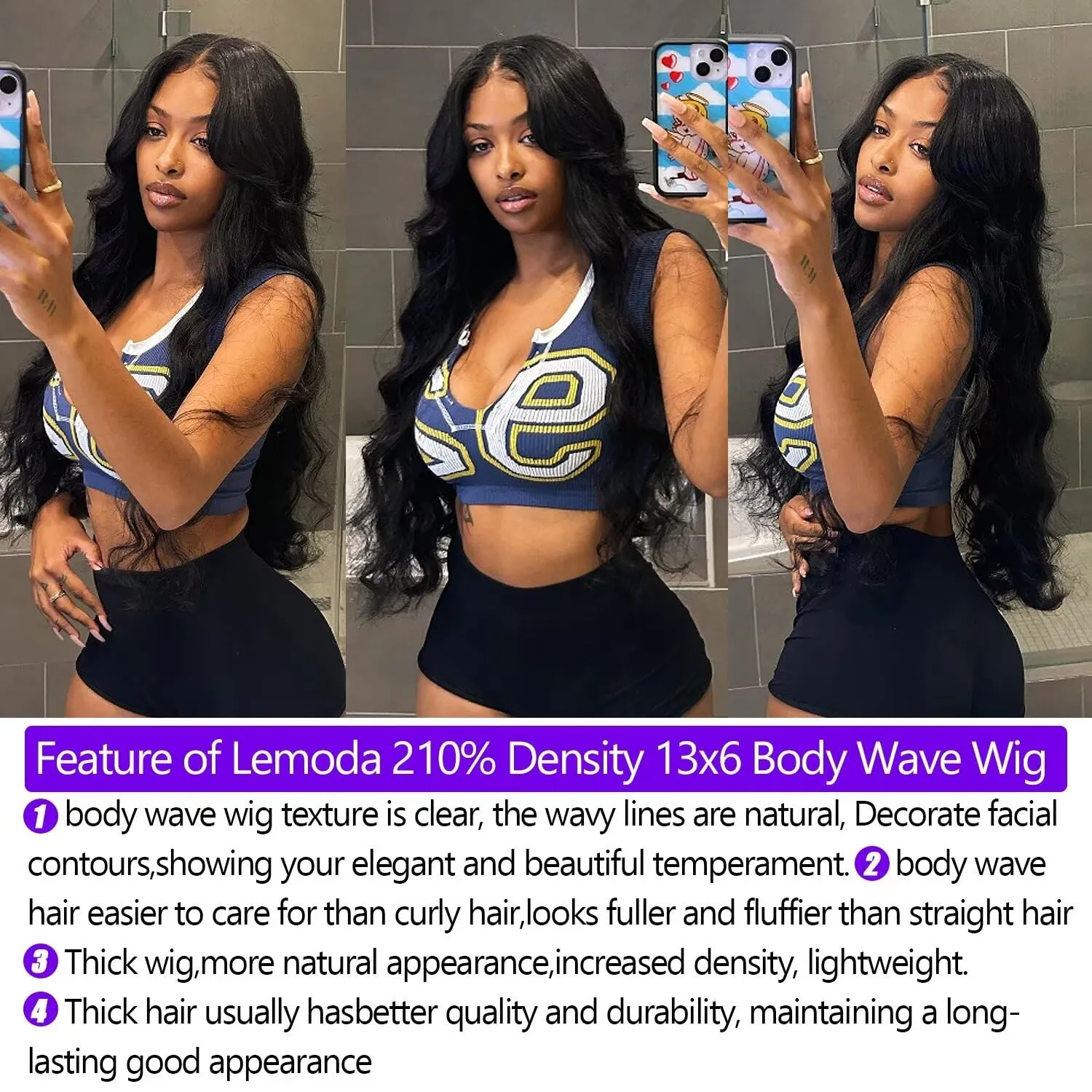 Lemoda 210% density Body Wave Wig 13x6 HD Lace Front Wigs Human Hair 15A Brazilian 100% Human Hair Pre Plucked 30 Inch Body Wave Lace Front Wigs Human Hair for Women Natural Hairline Thick Wig