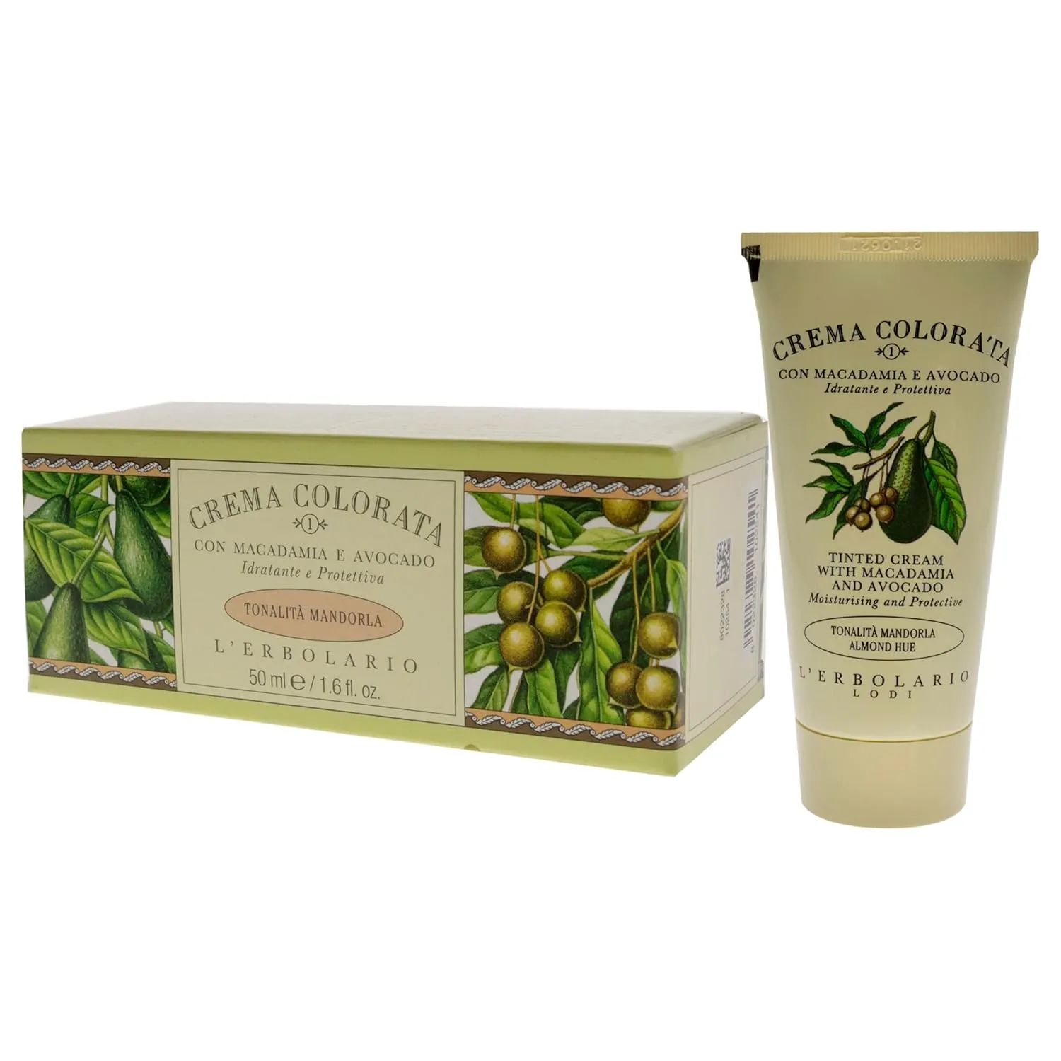 L'Erbolario Tinted Face Cream - Moisturizer Face Cream - Innovative Makeup Lotion - Protects Your Skin From Wrinkles and Dryness - Tinted Cream with Macadamia and Avocado - Almond Hue - 1.6 oz