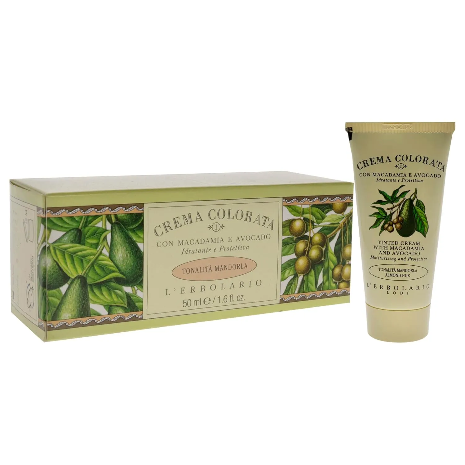 L'Erbolario Tinted Face Cream - Moisturizer Face Cream - Innovative Makeup Lotion - Protects Your Skin From Wrinkles and Dryness - Tinted Cream with Macadamia and Avocado - Almond Hue - 1.6 oz