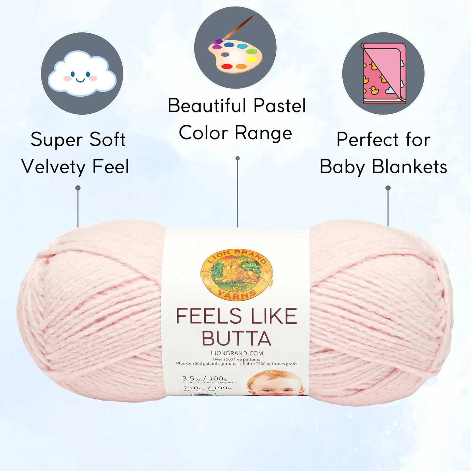 Lion Brand Feels Like Butta Pink 215-101 (3-Skeins - Same Dye Lot) Worsted Medium #4 Polyester Yarn for Crocheting and Knitting with Project Bag
