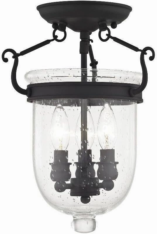 Livex Lighting 5081-04 Jefferson 3-Light Ceiling Mount, Black