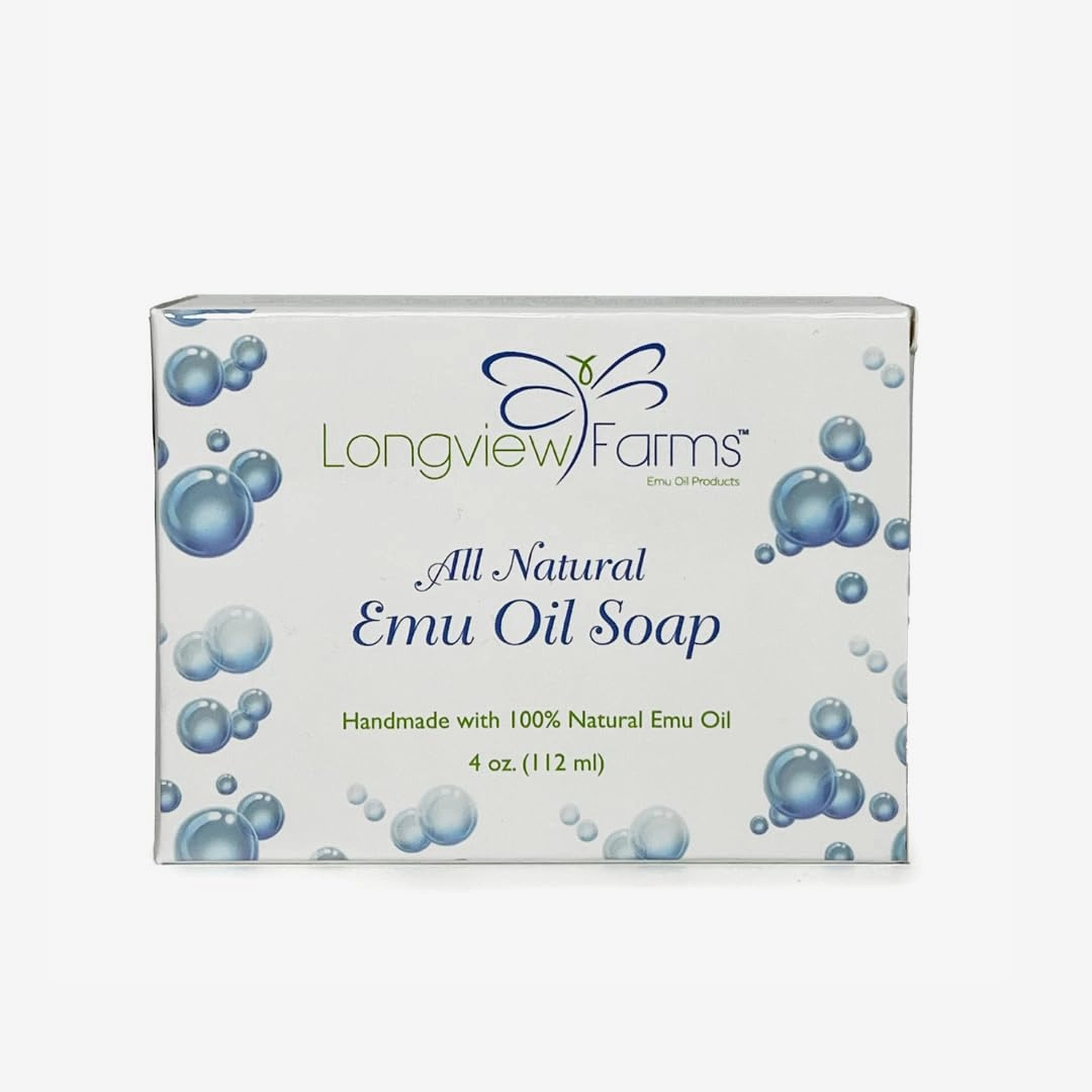 Longview Farms® Emu Oil Soap - Gentle Cleansing Bars for Sensitive Skin - Soap Bars with Emu Oil and More for Smooth, Healthy Skin (Rose Fragrance)