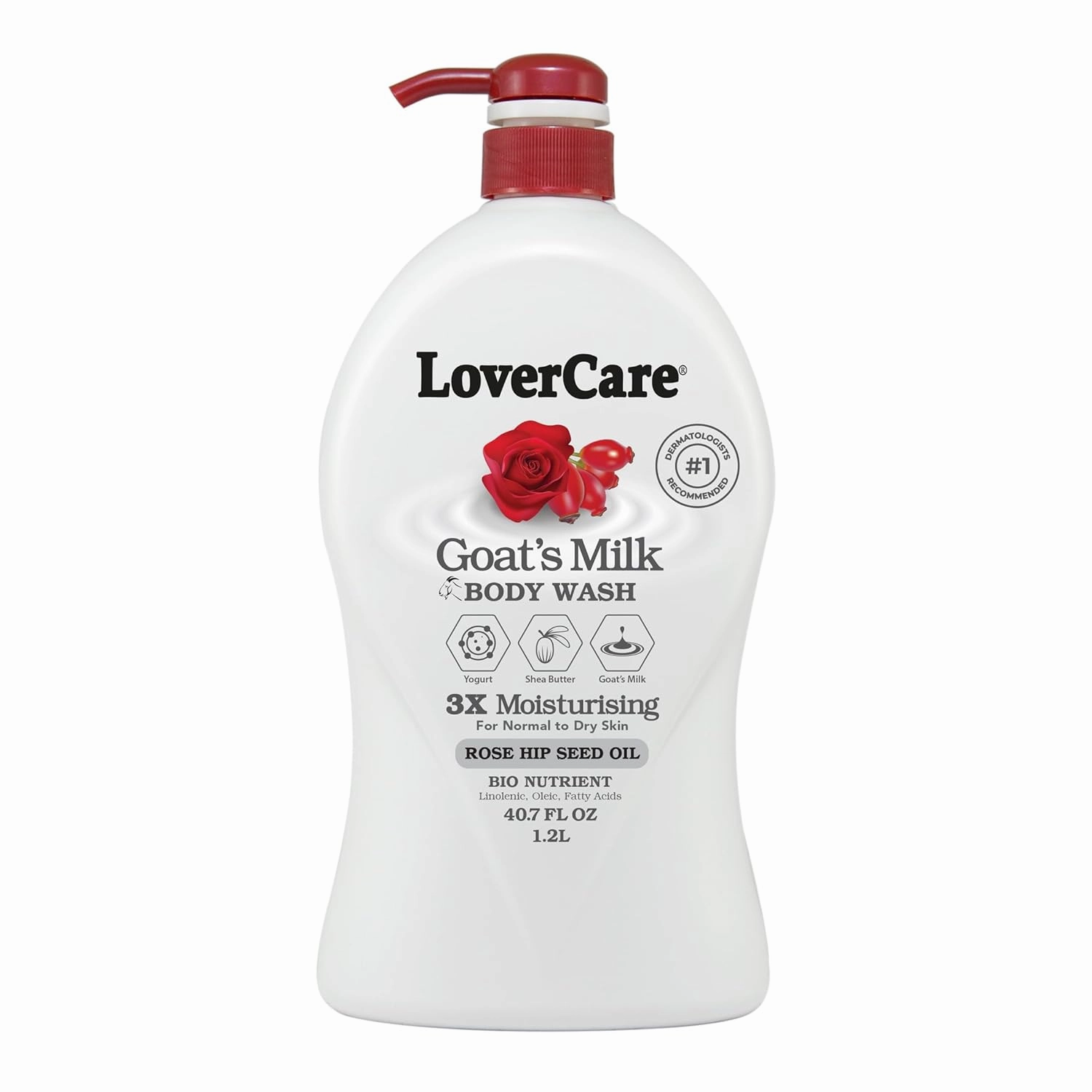Lover's Care Goat's Milk Moisturizing Body Wash Shower Cream Rose Hip Seed Oil 40.7 Fl.Oz - Single…