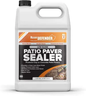 Low Gloss Patio Paver Sealer, 1 gal - Clear Water-Based Sealant for Natural Stone Surfaces