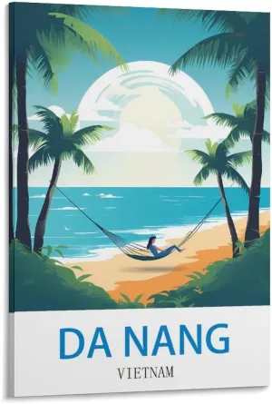 LUOKINU Da Nang Vietnam Vintage Travel Poster 12x18inch(30x45cm) Decorative Painting Canvas Wall Posters And Art Picture Print Modern Family Bedroom Decor Posters