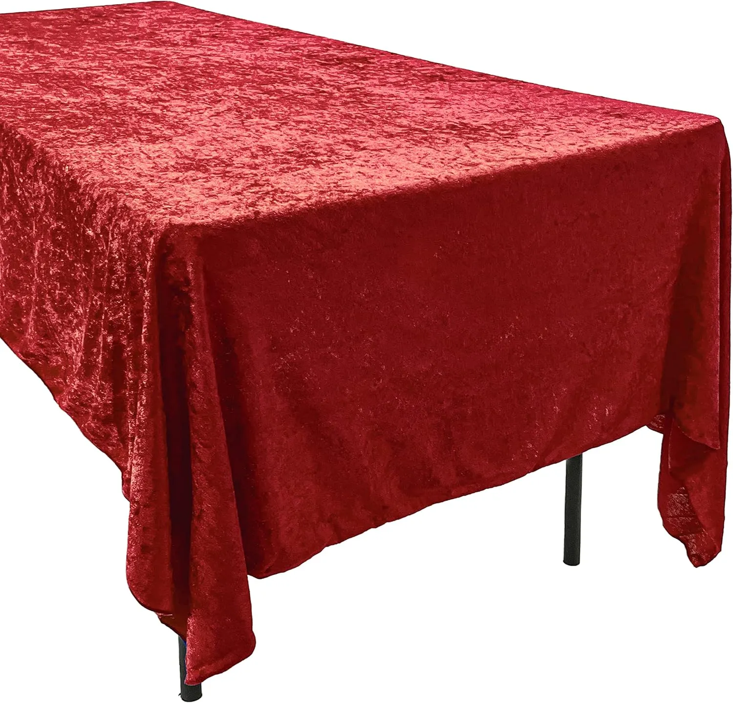Lush Panne Velvet Tablecloth - 60 x 102 Inch Rectangular Table Cover | Great for Buffet Table, Parties, Holiday Dinner, Wedding & Baby Shower - Red