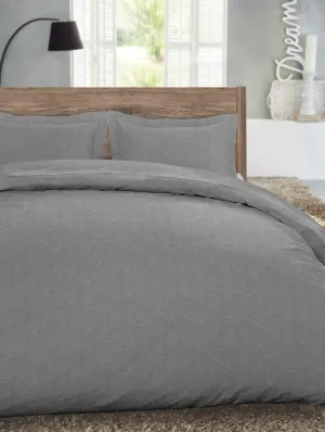 Luxury German Flannel Duvet Cover & Shams Set, 3 Piece (Gray Herringbone, King (U.S. Standard))