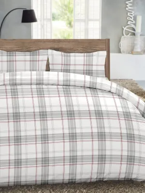 Luxury German Flannel Duvet Cover & Shams Set, 3 Piece (King, Grey Plaid)