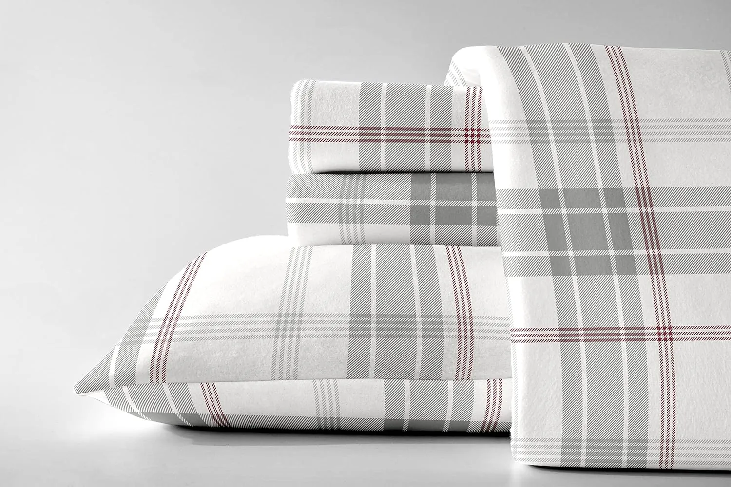 Luxury German Flannel Duvet Cover & Shams Set, 3 Piece (King, Grey Plaid)