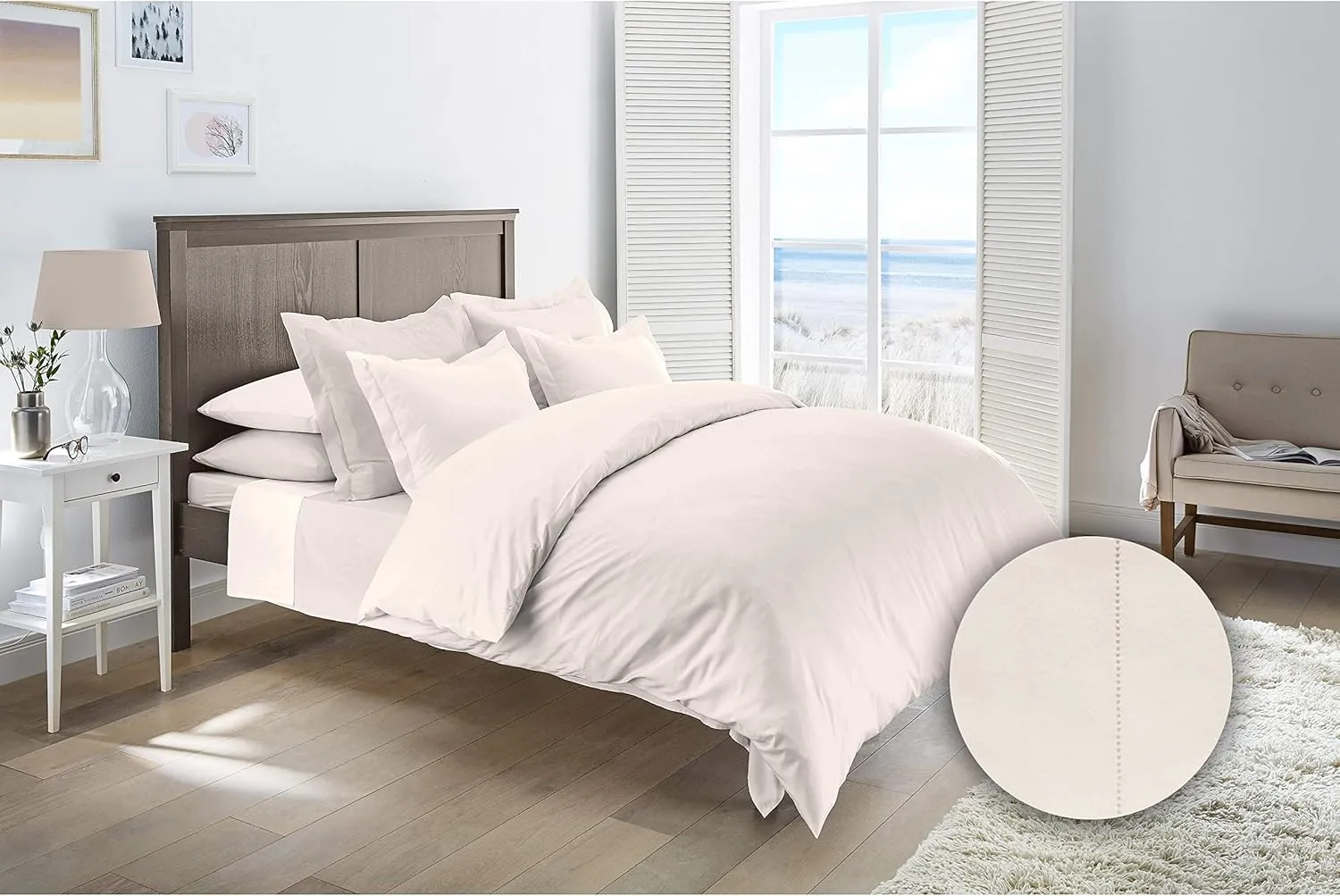Luxury German Flannel Duvet Cover & Shams Set, 3 Piece (Queen, Ivory)