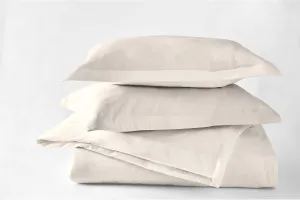 Luxury German Flannel Duvet Cover & Shams Set, 3 Piece (Queen, Ivory)